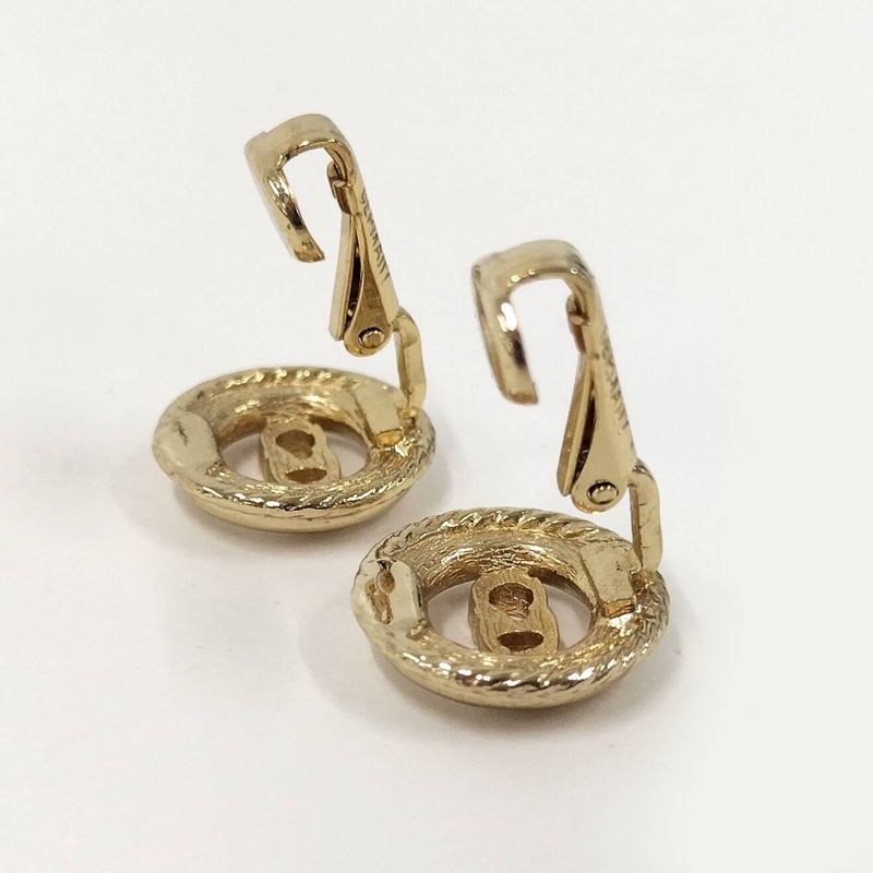 Christian Dior Earrings with Plated Gold Logo Motifs — view 6