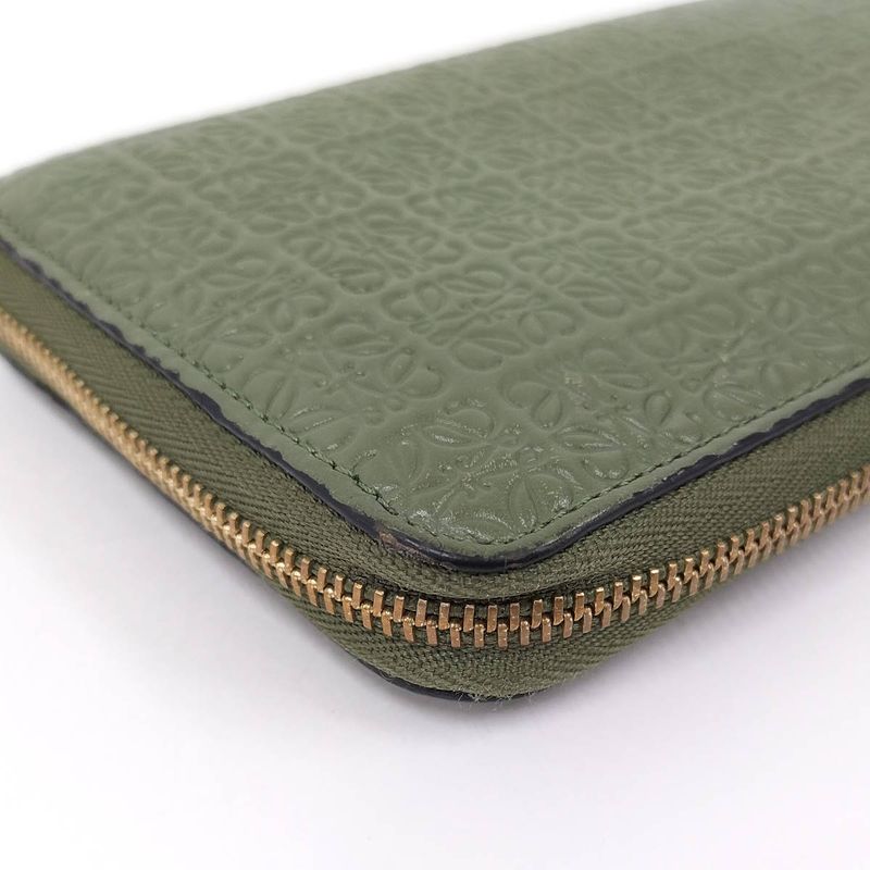 Loewe Repeat Anagram Round Zipper Long Wallet Leather Green C499 T12 — view 4