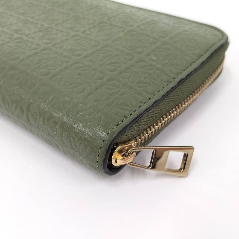 Loewe Repeat Anagram Round Zipper Long Wallet Leather Green C499 T12 — view 5