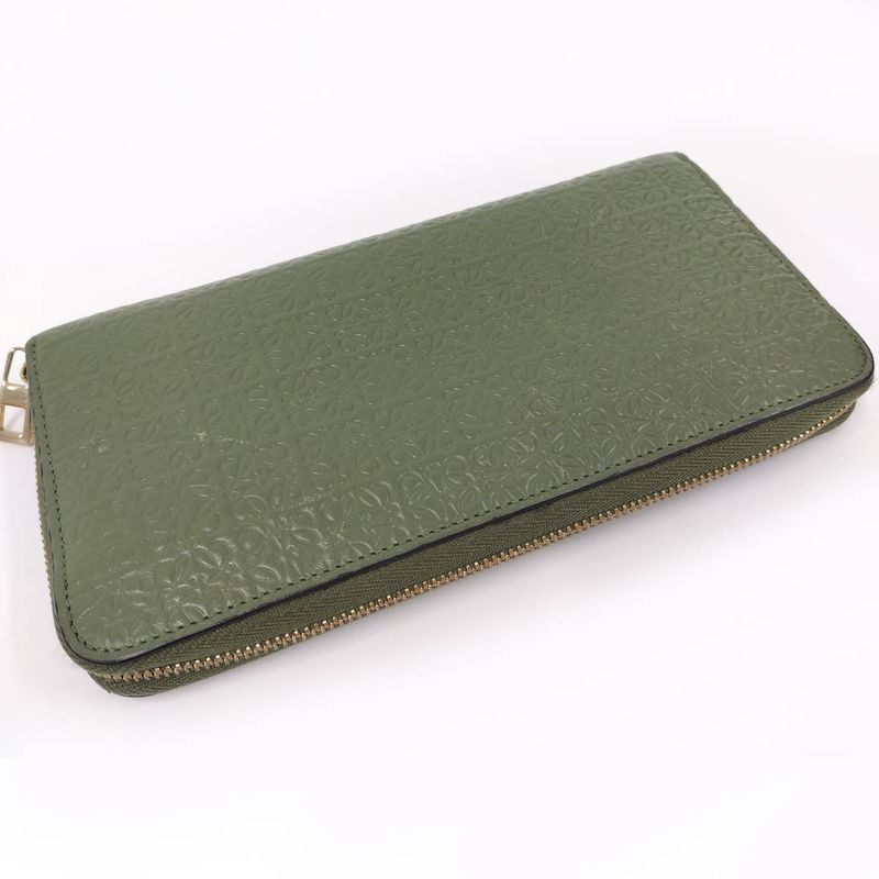 Loewe Repeat Anagram Round Zipper Long Wallet Leather Green C499 T12 — view 7