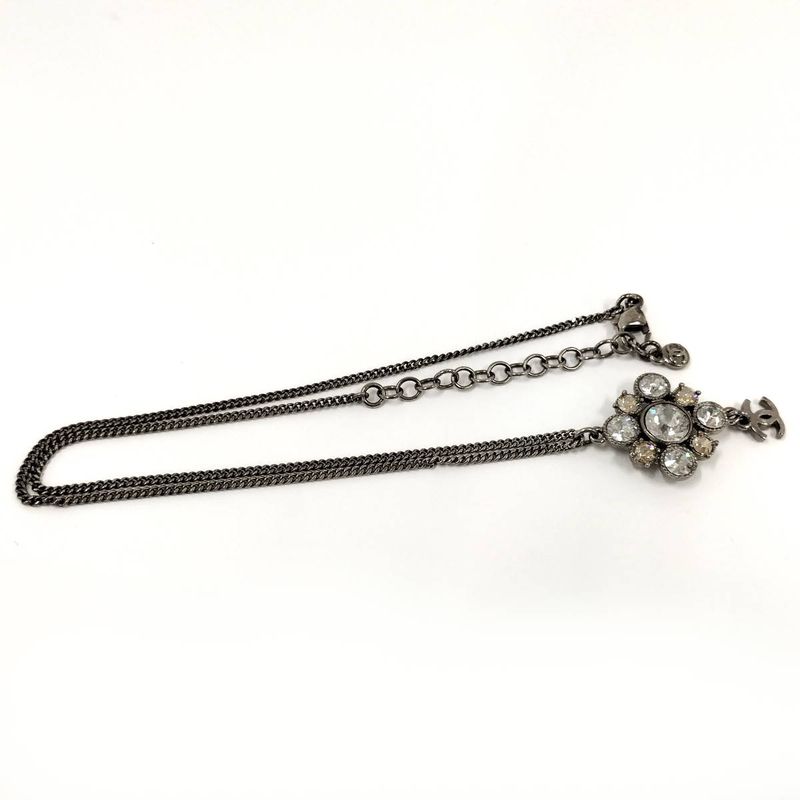 Chanel Necklace Coco Rhinestone Plated Silver 09 — view 4