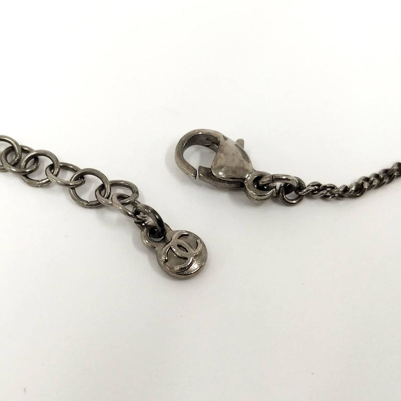 Chanel Necklace Coco Rhinestone Plated Silver 09 — view 7