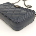 Chanel Boy Chain Wallet in Navy Caviar Leather — view 3