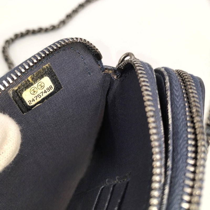 Chanel Boy Chain Wallet in Navy Caviar Leather — view 9