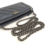Chanel Boy Chain Wallet in Navy Caviar Leather — view 6