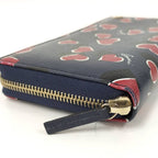 Gucci Round Zipper Long Wallet Interlocking G Heart Pattern Leather Navy — view 5