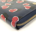 Gucci Round Zipper Long Wallet Interlocking G Heart Pattern Leather Navy — view 4