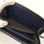 Gucci Round Zipper Long Wallet Interlocking G Heart Pattern Leather Navy — view 9