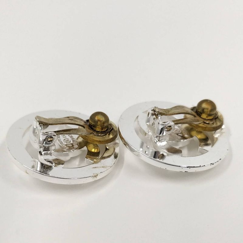 Chanel Earrings Coco Mark Turnlock Plated Silver 97 — view 7