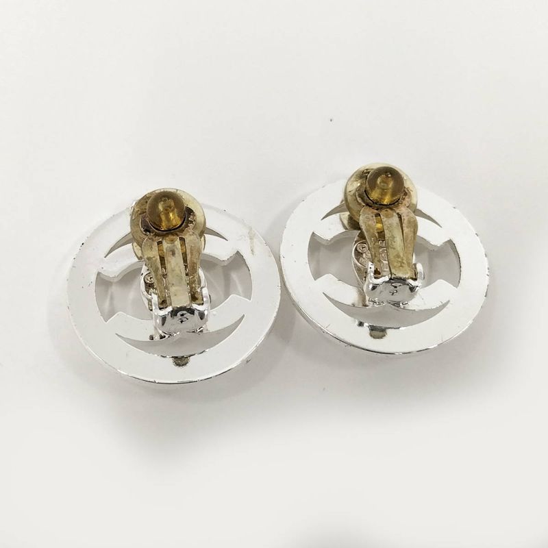 Chanel Earrings Coco Mark Turnlock Plated Silver 97 — view 3