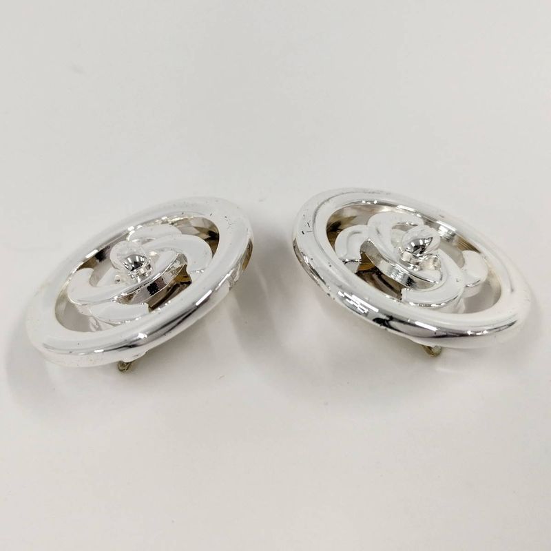Chanel Earrings Coco Mark Turnlock Plated Silver 97 — view 4
