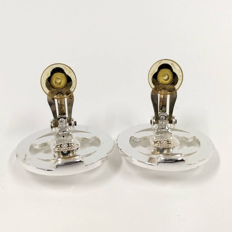 Chanel Earrings Coco Mark Turnlock Plated Silver 97 — view 5