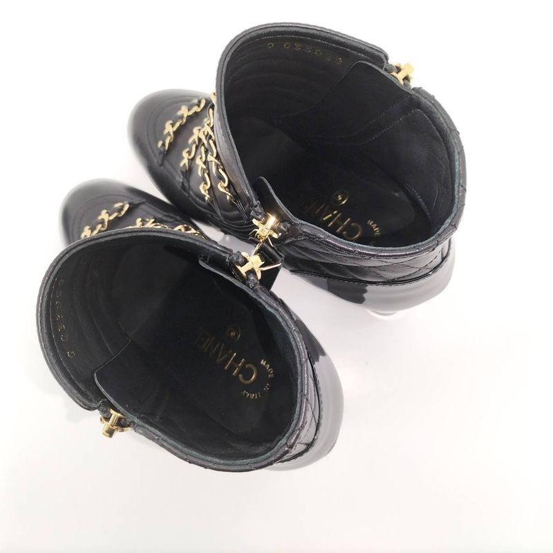 Chanel Chain Ankle Boots Leather Black Size 35 — view 7