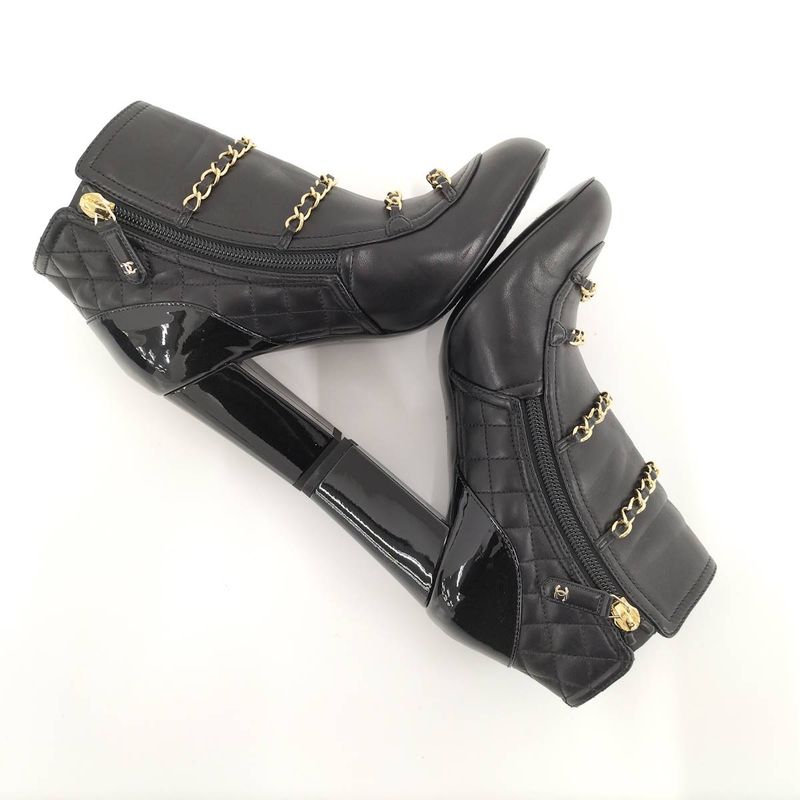 Chanel Chain Ankle Boots Leather Black Size 35 — view 4