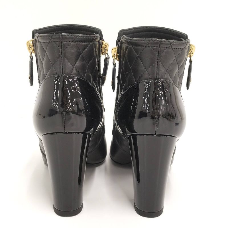 Chanel Chain Ankle Boots Leather Black Size 35 — view 5
