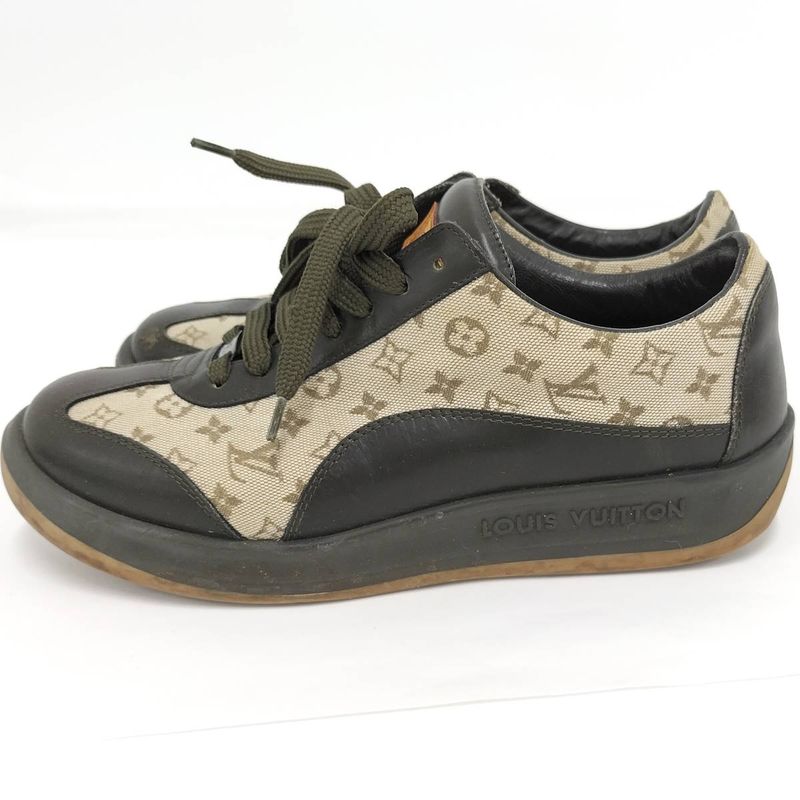 Louis Vuitton Sneakers Monogram Mini Canvas Leather Brown Black Size 36 1 2 — view 2