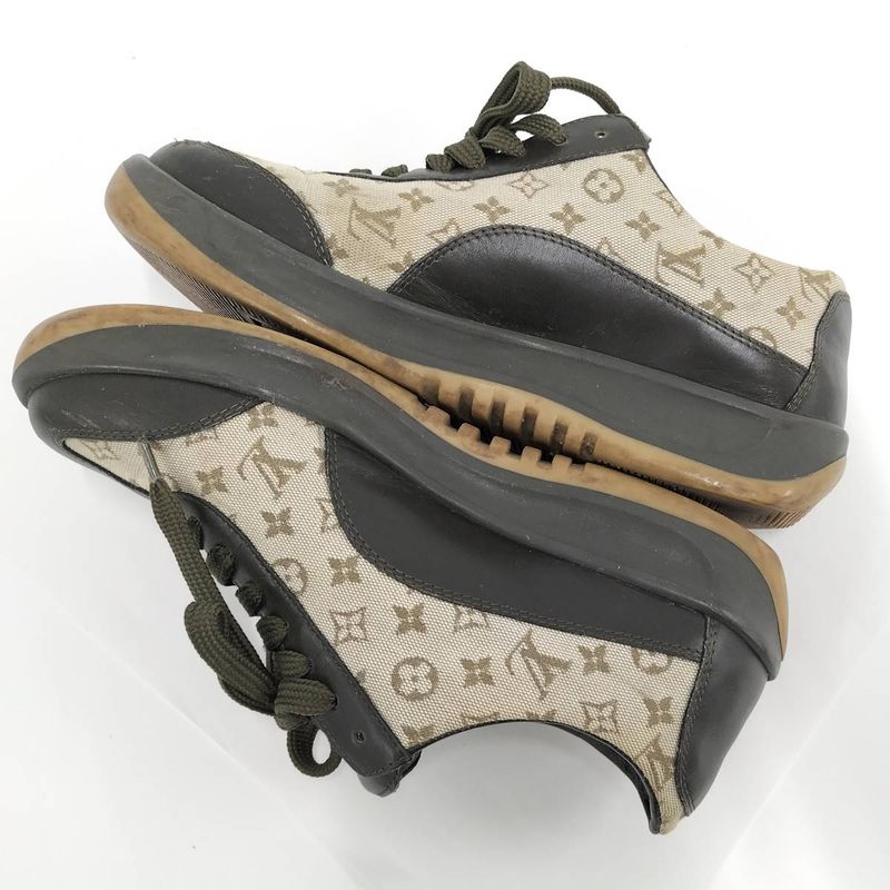 Louis Vuitton Sneakers Monogram Mini Canvas Leather Brown Black Size 36 1 2 — view 4