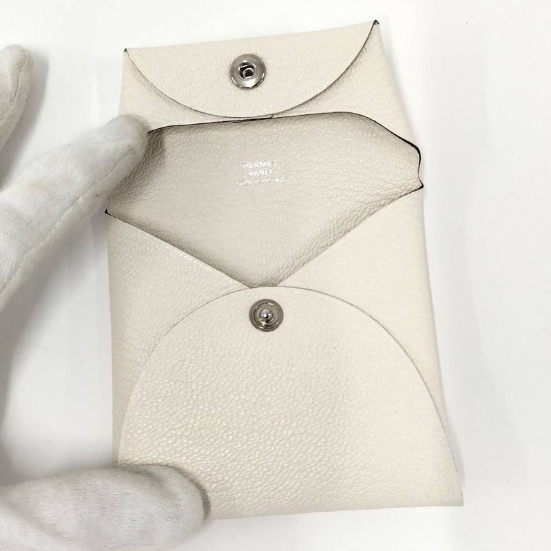 Hermes Coin Case Bastia Leather White Stamped — view 2
