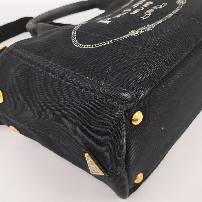 Prada Canapa Tote 2-Way Bag Canvas Black 1 Bg439 — view 3