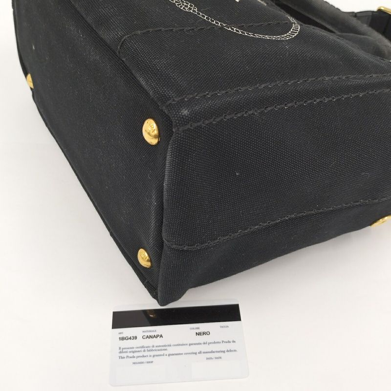 Prada Canapa Tote 2-Way Bag Canvas Black 1 Bg439 — view 5