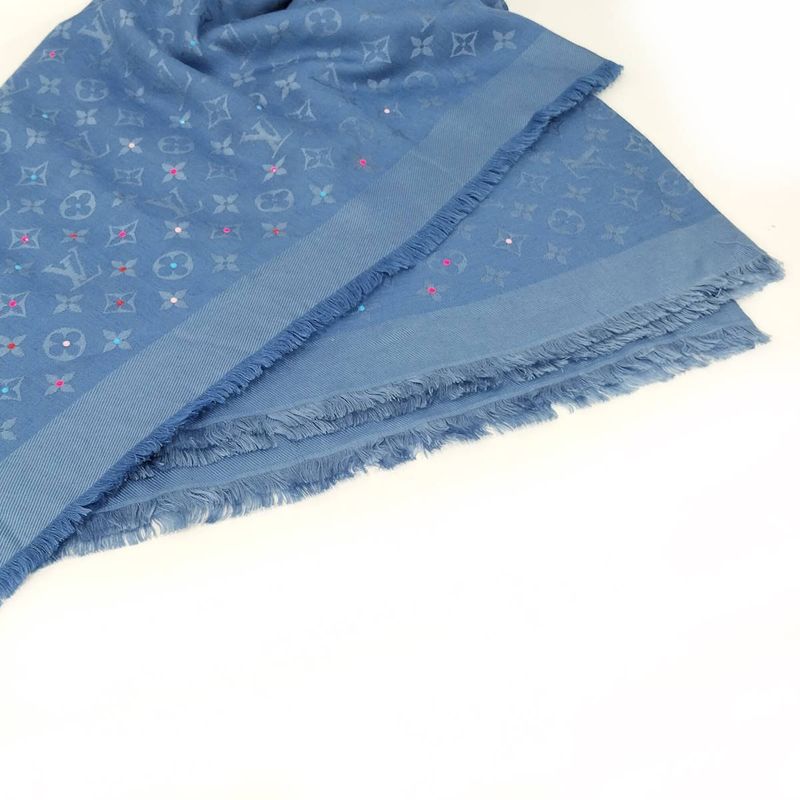 Louis Vuitton Shawl Wool Silk Blue — view 5