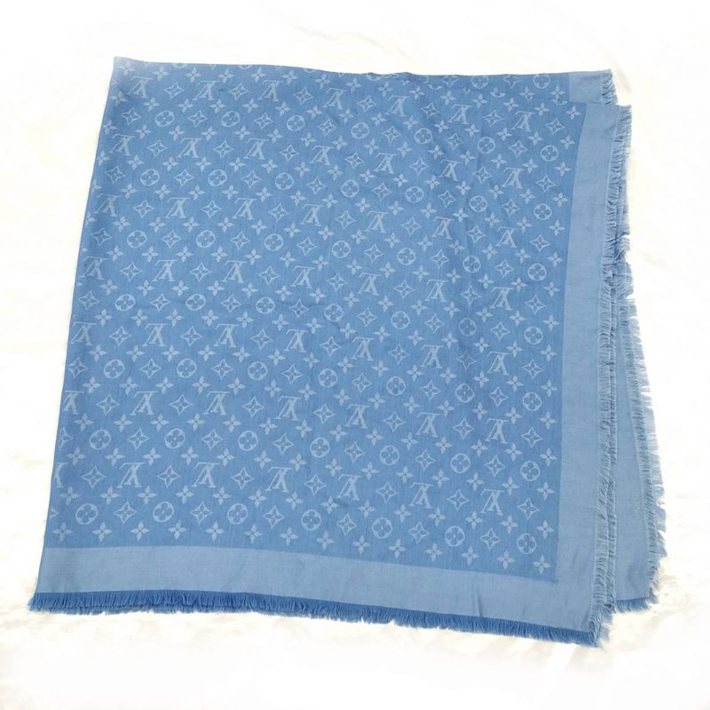 Louis Vuitton Shawl Wool Silk Blue — view 4
