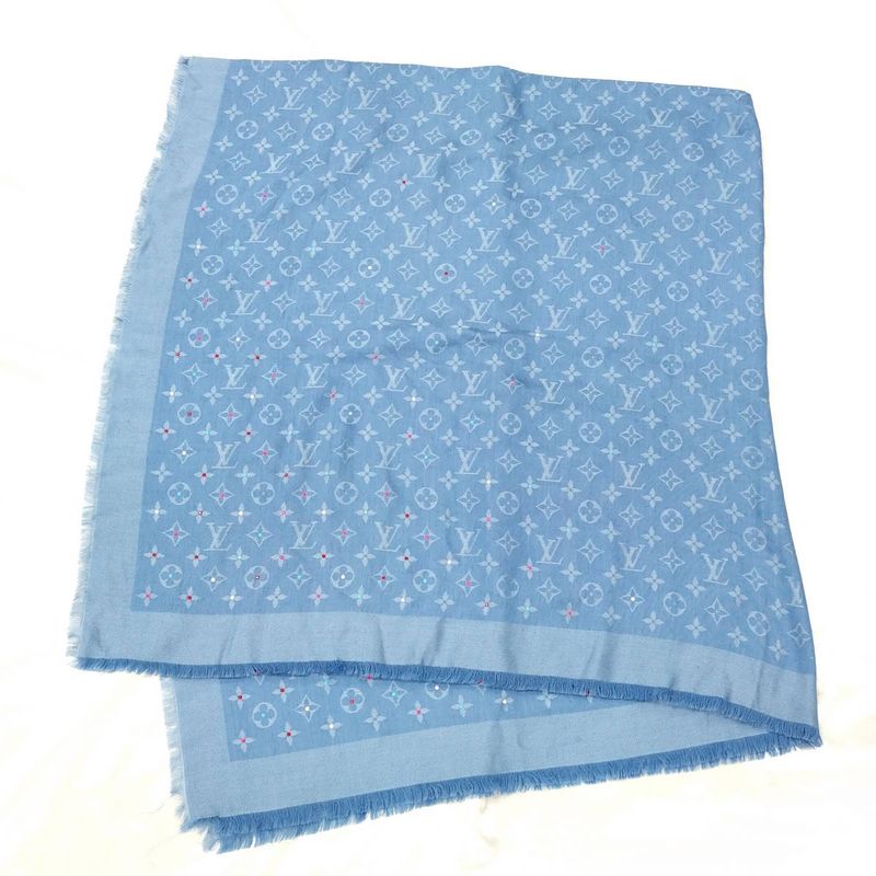 Louis Vuitton Shawl Wool Silk Blue — view 2