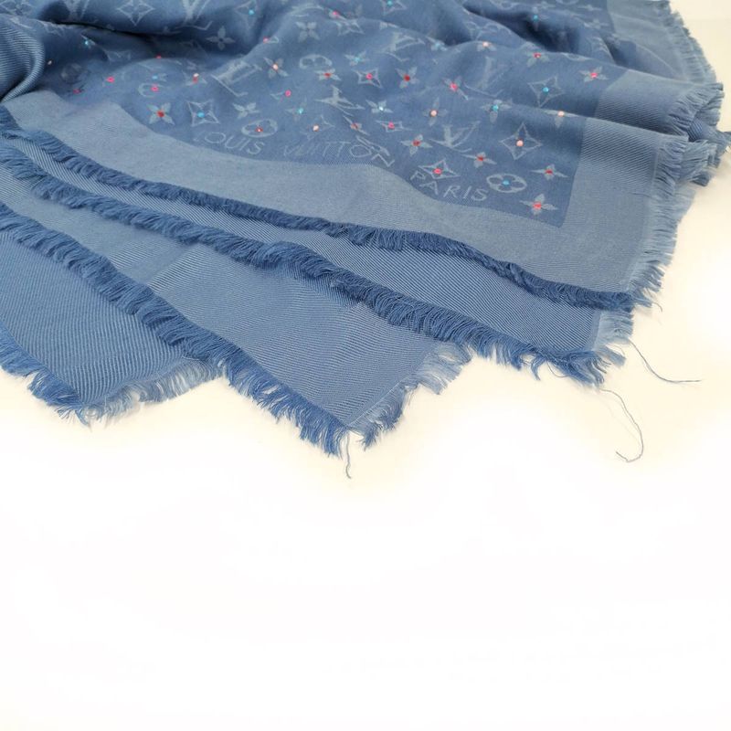 Louis Vuitton Shawl Wool Silk Blue — view 8