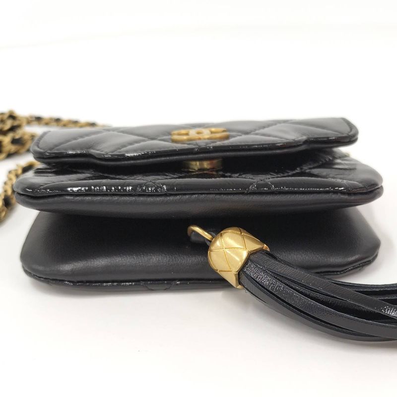 Chanel Chain Clutch Bag Lambskin Leather Black Ap4680 — view 5