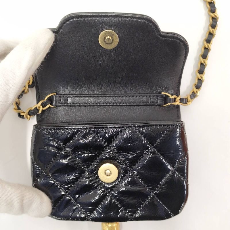 Chanel Chain Clutch Bag Lambskin Leather Black Ap4680 — view 2