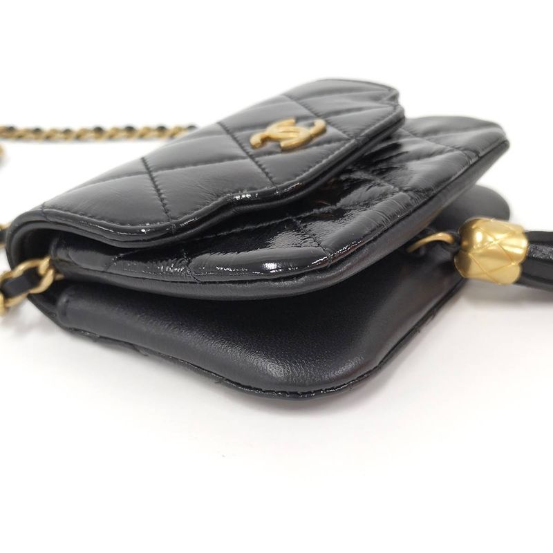 Chanel Chain Clutch Bag Lambskin Leather Black Ap4680 — view 4