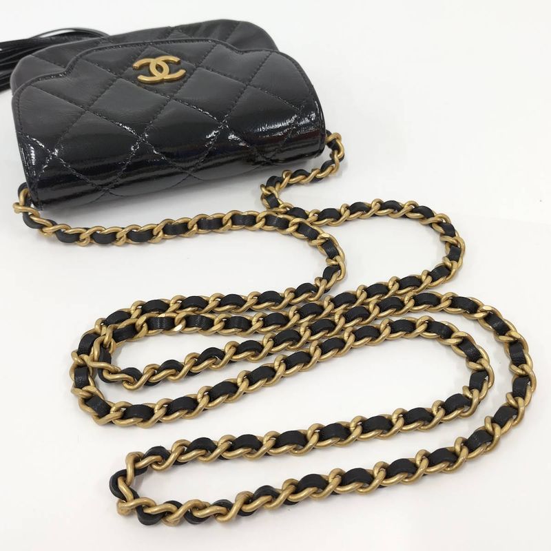 Chanel Chain Clutch Bag Lambskin Leather Black Ap4680 — view 7