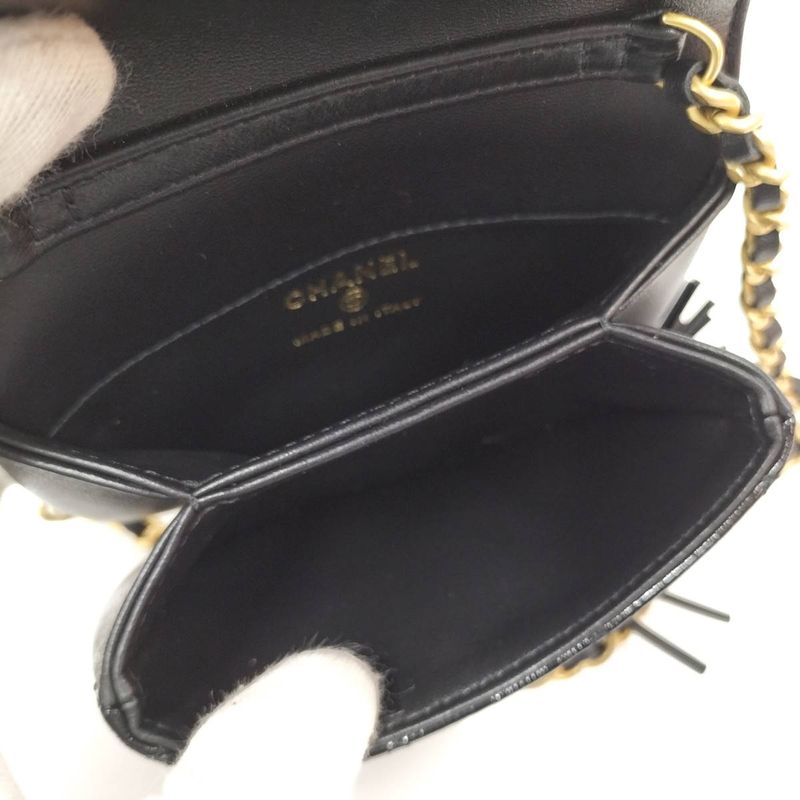 Chanel Chain Clutch Bag Lambskin Leather Black Ap4680 — view 8