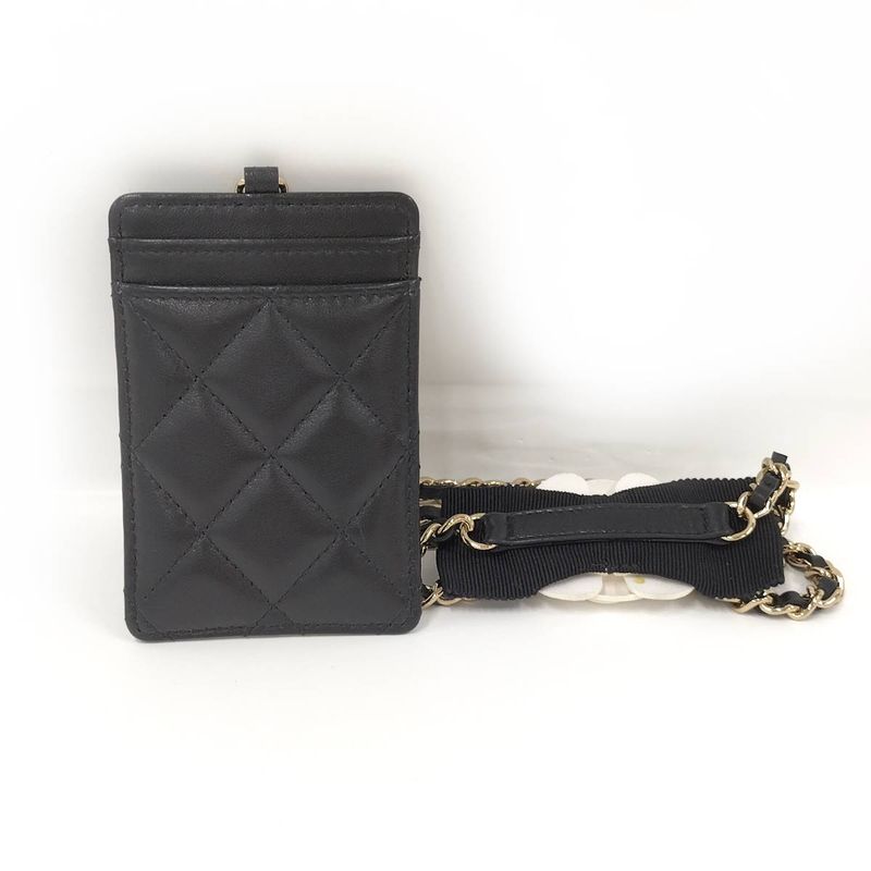 Chanel Chain Shoulder Card Holder Quilted Lambskin Black — view 3