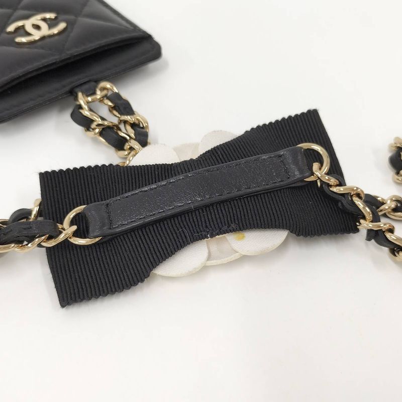 Chanel Chain Shoulder Card Holder Quilted Lambskin Black — view 6