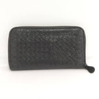 Bottega Veneta Round Zipper Long Wallet Intrecciato Leather Black — view 3