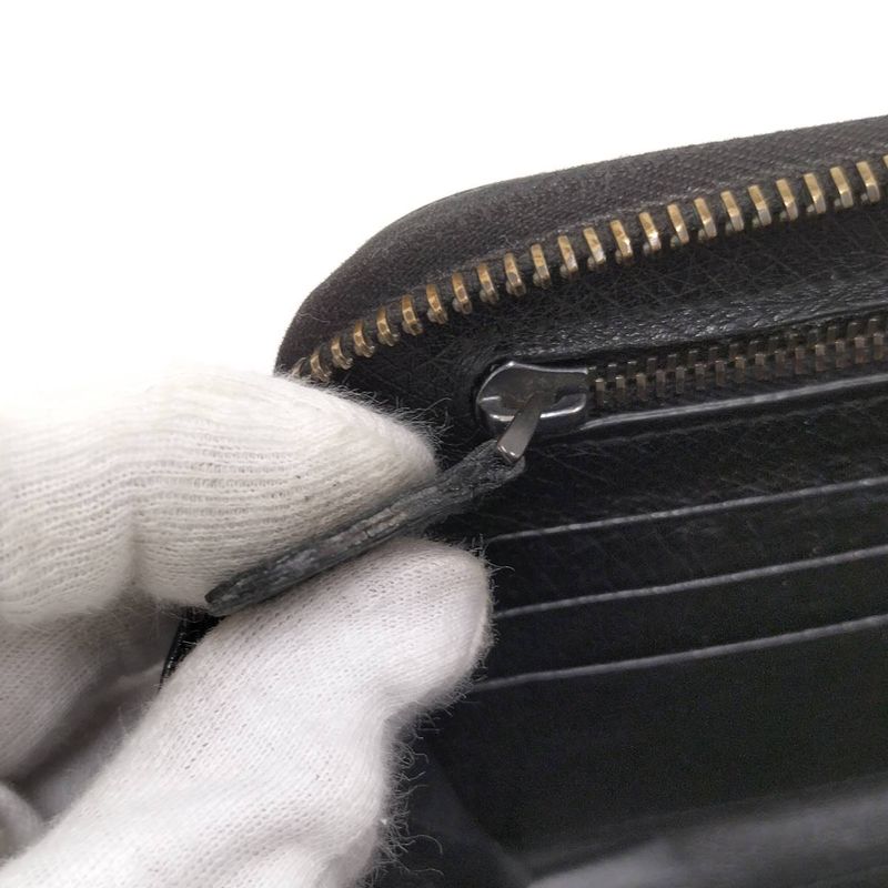 Bottega Veneta Round Zipper Long Wallet Intrecciato Leather Black — view 9