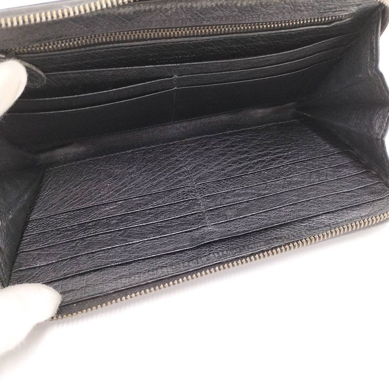 Bottega Veneta Round Zipper Long Wallet Intrecciato Leather Black — view 8