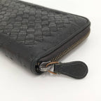 Bottega Veneta Round Zipper Long Wallet Intrecciato Leather Black — view 5