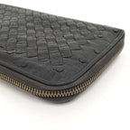 Bottega Veneta Round Zipper Long Wallet Intrecciato Leather Black — view 4