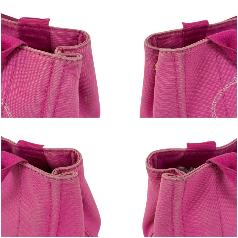 Prada Mini Tote Canapa Handbag Pink Canvas Triangle Logo — view 5
