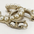 Chanel Brooch Leather Plated Pearl Rhinestone Gold B19 — view 6