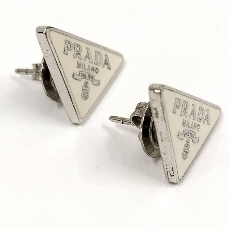 Prada Earrings Logo Plate SV 925 Silver — view 4