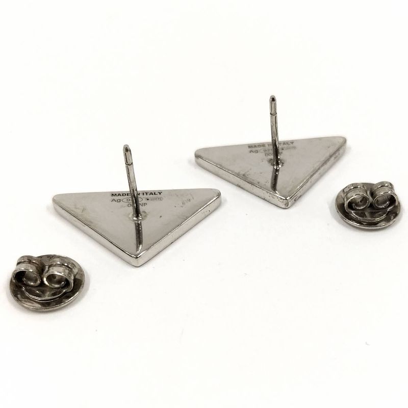 Prada Earrings Logo Plate SV 925 Silver — view 8