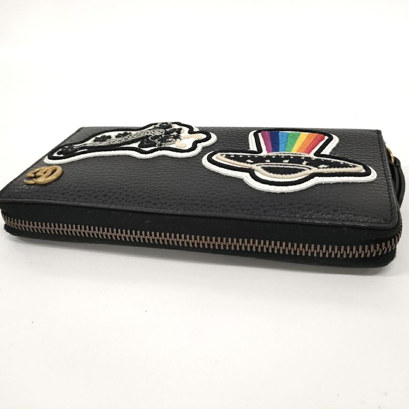 Gucci Round Zipper Long Wallet GG Marmont Ufo Leather Black — view 7