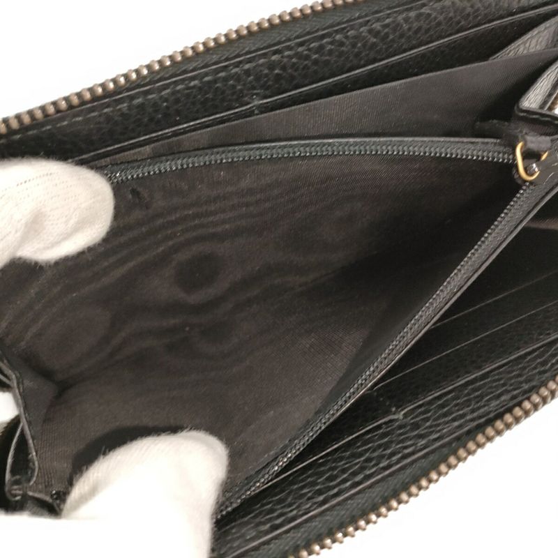 Gucci Round Zipper Long Wallet GG Marmont Ufo Leather Black — view 9
