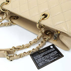 Chanel Gst Chain Tote Bag Quilted Caviar Leather Beige — view 5