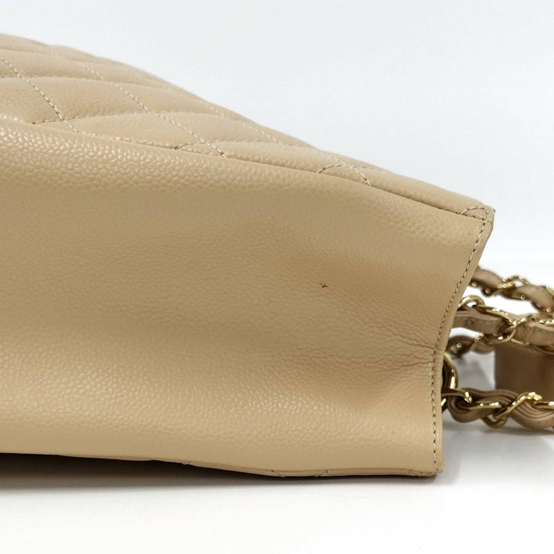 Chanel Gst Chain Tote Bag Quilted Caviar Leather Beige — view 6