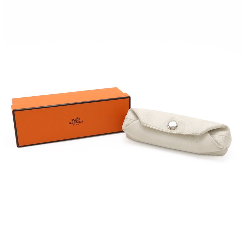 Hermes Bee Pop PM Pouch Small Bag Pencil Case Box Leather Off White — view 9