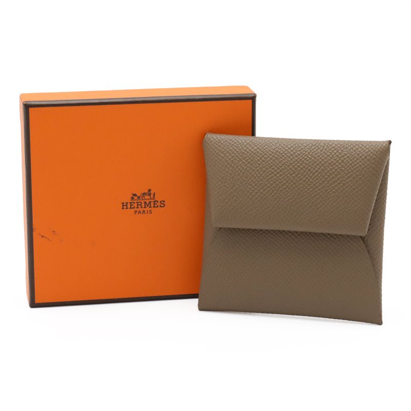 Hermes Bastia Coin Case Purse Vaux Epson Leather Etoupe Glazed — view 6